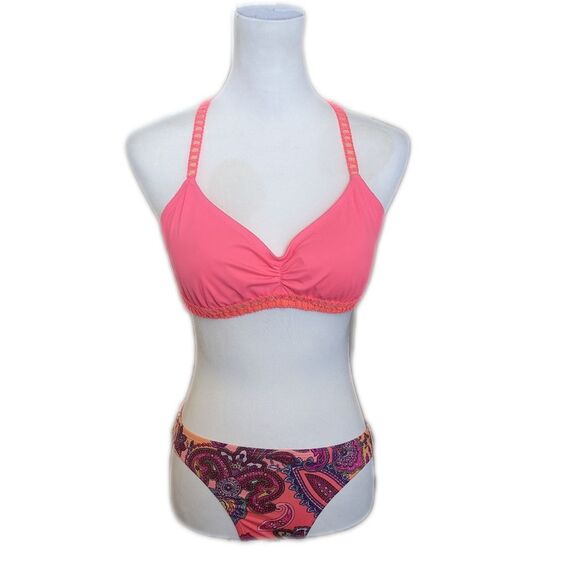 Victoria's Secret (top) & Old Navy (bottoms) 2-pc swimsuit bikini, coral M/L - Picture 1 of 10